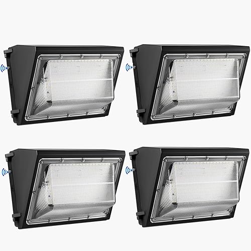 Paquete de 4 lámparas LED de pared de 120 W del anochecer al amanecer, 15600LM 600-800W equivalente a HPSHID, iluminación de seguridad al aire libre