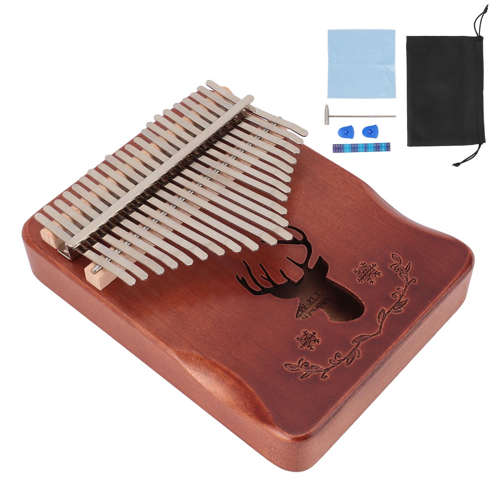 21 Keys Thumb Piano, Musical Instruments Finger Piano Easy to Learn Portable Musical Instrument with Finger Protector Neatly Cloth for Beginners (Type 2)