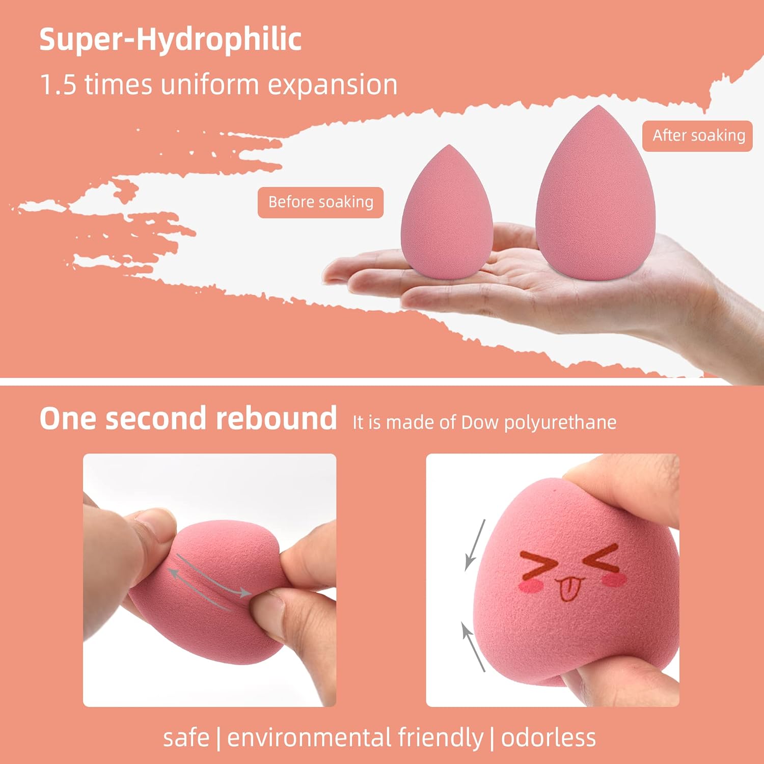 Beauty Blender Makeup Sponge Set Flawless for Liquid with Storage Box Pink : Beauty & Personal Care