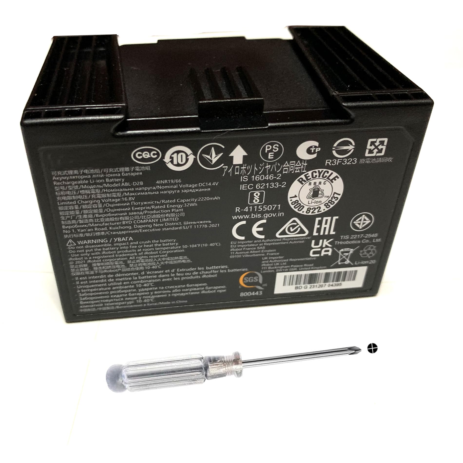 ABL-D2B 32Wh Battery Replacement for Roomba e5 e6 i8 i8+ i8 Plus i8550 i7 i7+ i7 Plus i7558 i4 i4+ i4 Plus i4150 i3 i3+ Plus Series Combo j7 j7+ j9 j9+ j5 j5+ i5 i5+ Series ABL-D2A 14.4V