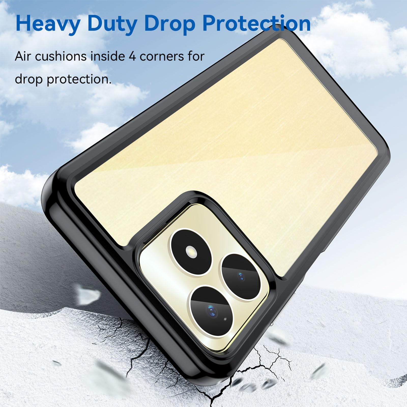 Cover Per Realme Note 50 (6.74'') Trasparente + Nero + 2 Pellicole In Vetro Temperato - Kit Protezione Completo In TPU Morbido - 3