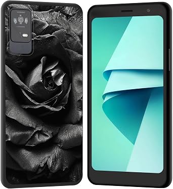 for TCL ION X Case,Soft Silicone Rubber Bumper Case Shockproof Full-Body Protective Case Cover for TCL ION X,Black Flower Rose