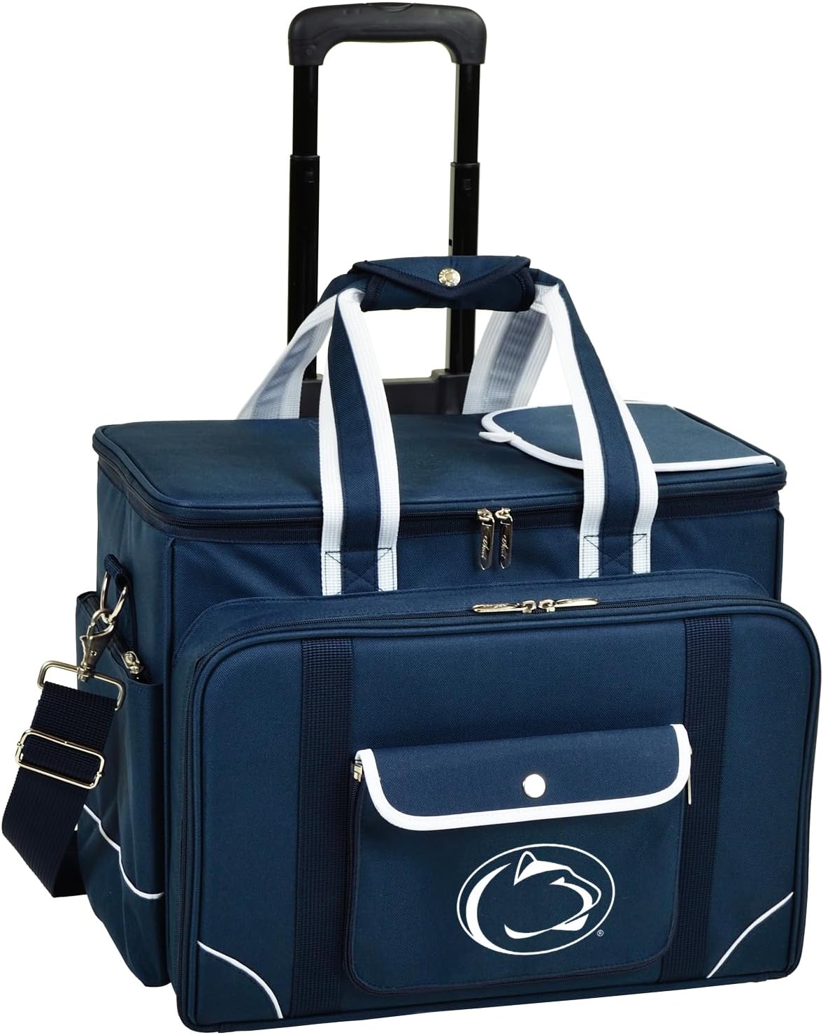 Penn State Licensed Nittany Lions Insulated Picnic Cooler on Wheels with Service for 4- Designed & Assembled in The USA