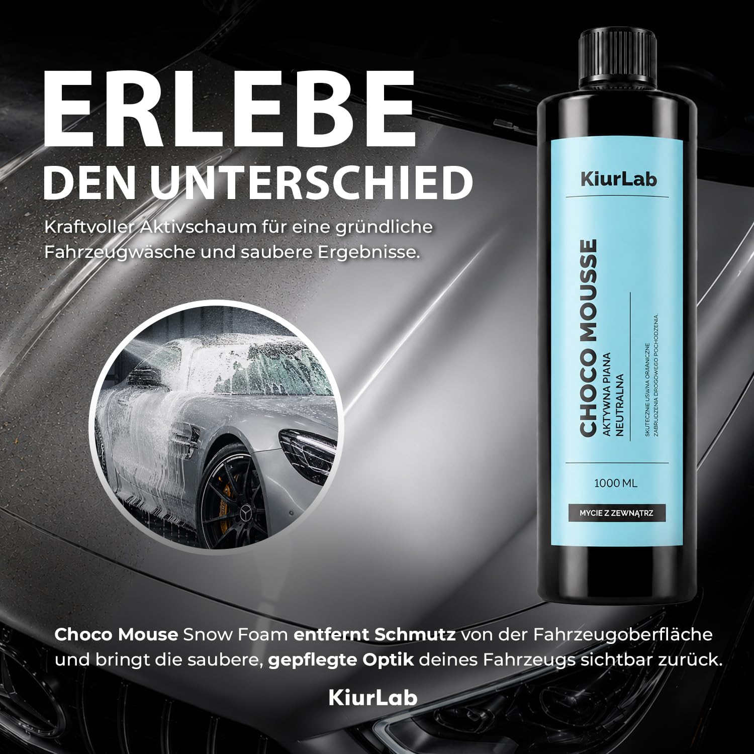 Choco Mousse Snow Foam (5L) | Premium Autoshampoo & Vorreiniger pH-neutral | dichter Schaum & Schokoduft | für Schaumpistole, Schaumlanze, Handschaumsprüher & Handwäsche | Konzentrat