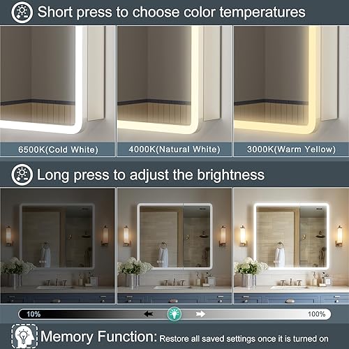Miniatura 3 de Botiquín de 16 x 24 pulgadas con luces (bisagra derecha), esquina redondeada, empotrado/superficie, enchufe/cableado, 2 tomas de corriente + 1 USB