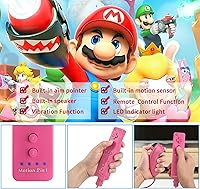 Vista 5 de Motion Plus Wii Controllers 2Packs with Nunchucks, Wii Remote Controllers Compatible for wii and Wii U with Built in Motion Plus 2 Pinks