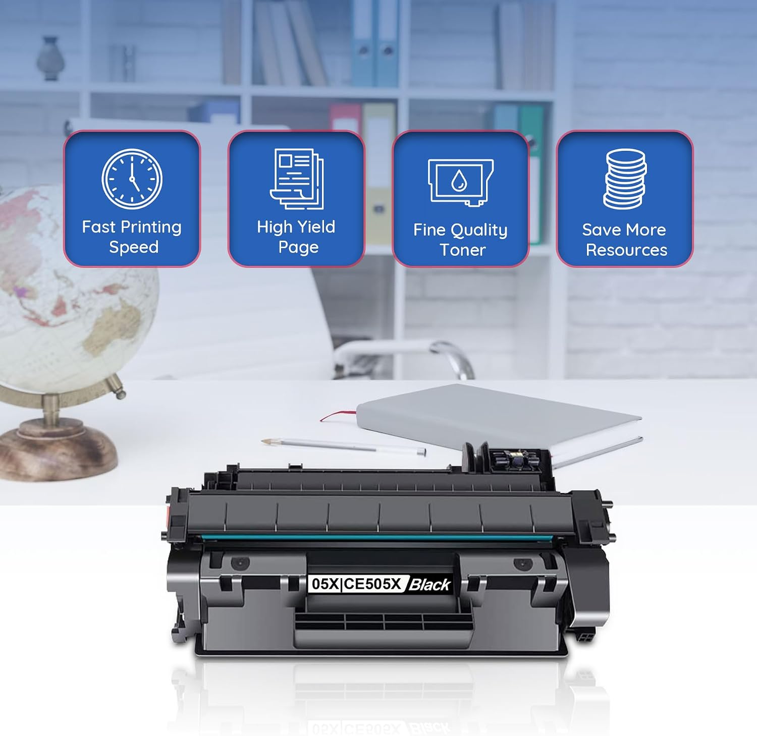(with Chip) 05X Black High Yield Toner Cartridge CE505X 1-Pack: 05X Toner Cartridge Replacement for HP 05X CE505X Toner 05A CE505A Toner Compatible with Laser P2055, P2055d, P2055dn, P2055x Printer