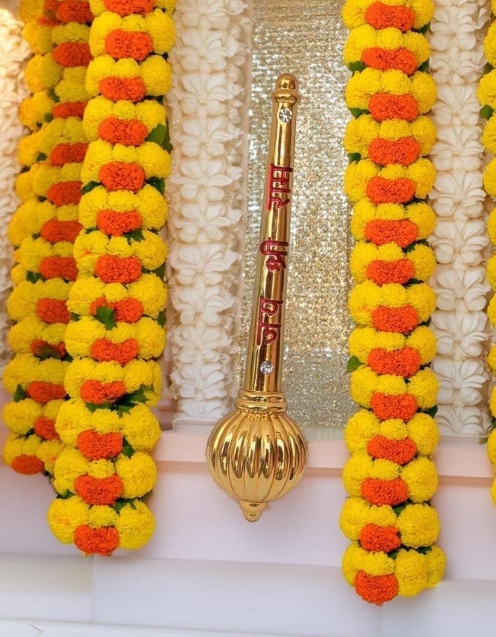 Riynash Handicraft Presents Decorative Golden Hanuman ji Gada, Traditional Indian Gada, Metal Finish, Religious Ceremonial Prop Size- 4 Inch