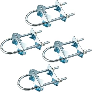 4PCS Double Antenna Mast Clamp Heavy Duty V-Jaw Mounting Brackets with U-Bolts for Outdoor TV, Ham Radio, Starlink, Flagpole, Umbrella Poles