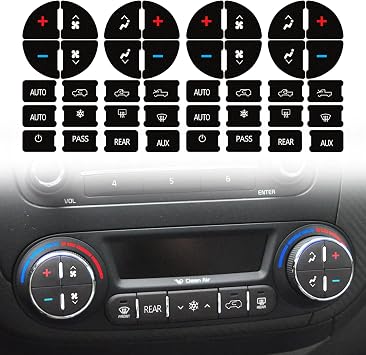 2PCS AC Dash Button Repair Decal Stickers, Best for Fixing Ruined Faded A/C Control Buttons, Decal Replacement Compatible with Chevy, 07-14 GM Vehicles - Car Truck SUV Accessories