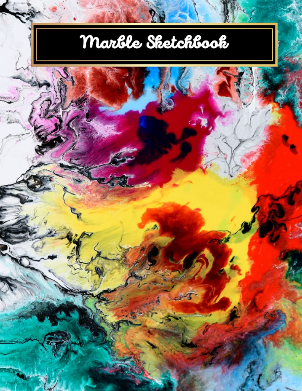 Marble Sketchbook: Large Blank Notebook for Drawing, Painting, Sketching, Doodling, and Scribbling | Large Size 8.5 x 11 inches | 120 Pages | Stunning Rainbow Color Marble Cover