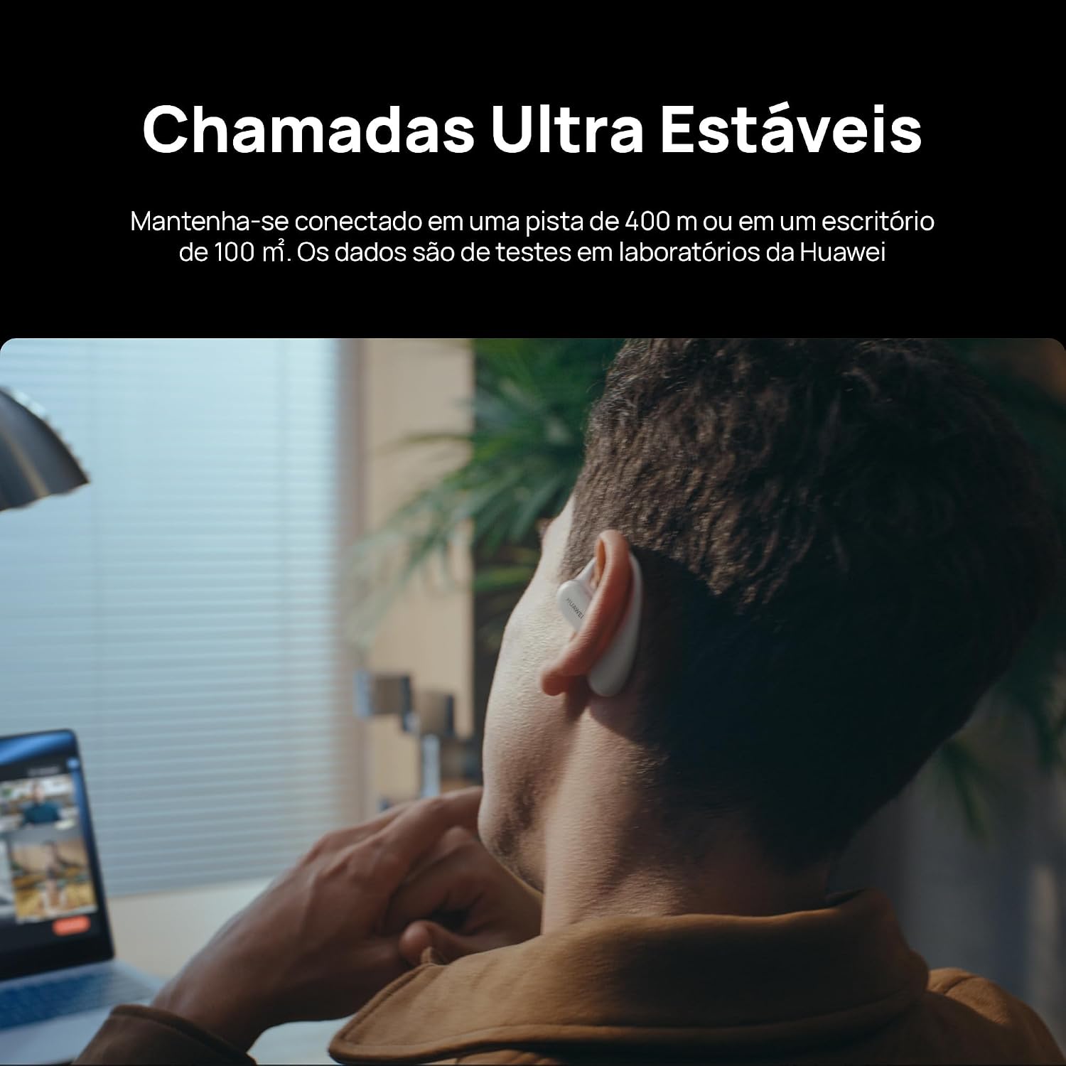 Fone de Ouvido Sem Fio, HUAWEI FreeArc, 140° Design Triangular para Ajuste Seguro, Som Impecável, Resistência à água IP57, Compatível com iOS, Android e Windows, Cinza