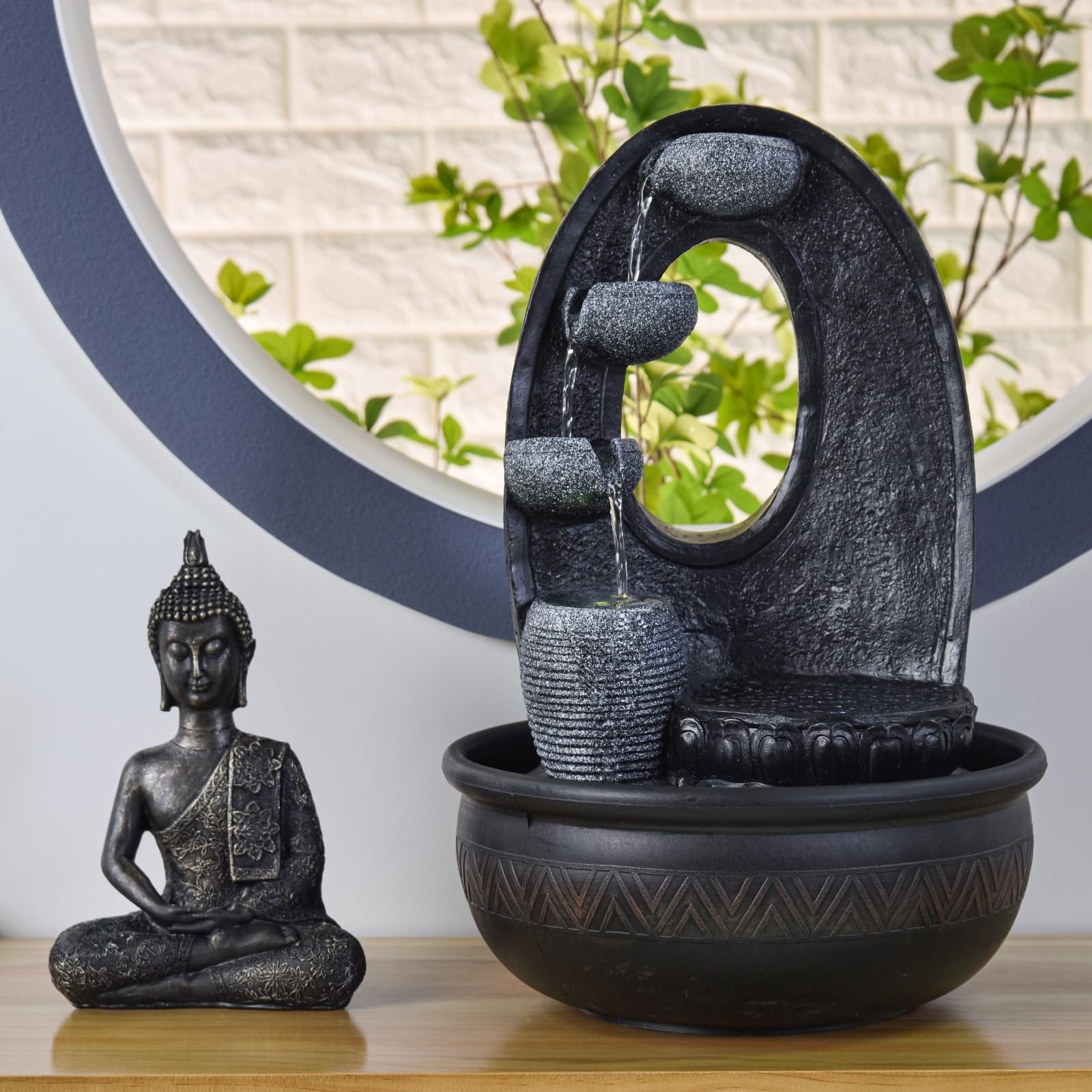 Zen'Light Harmonie fontanna z żywicy poliestrowej, czarna, 26 x 16 x 40 cm