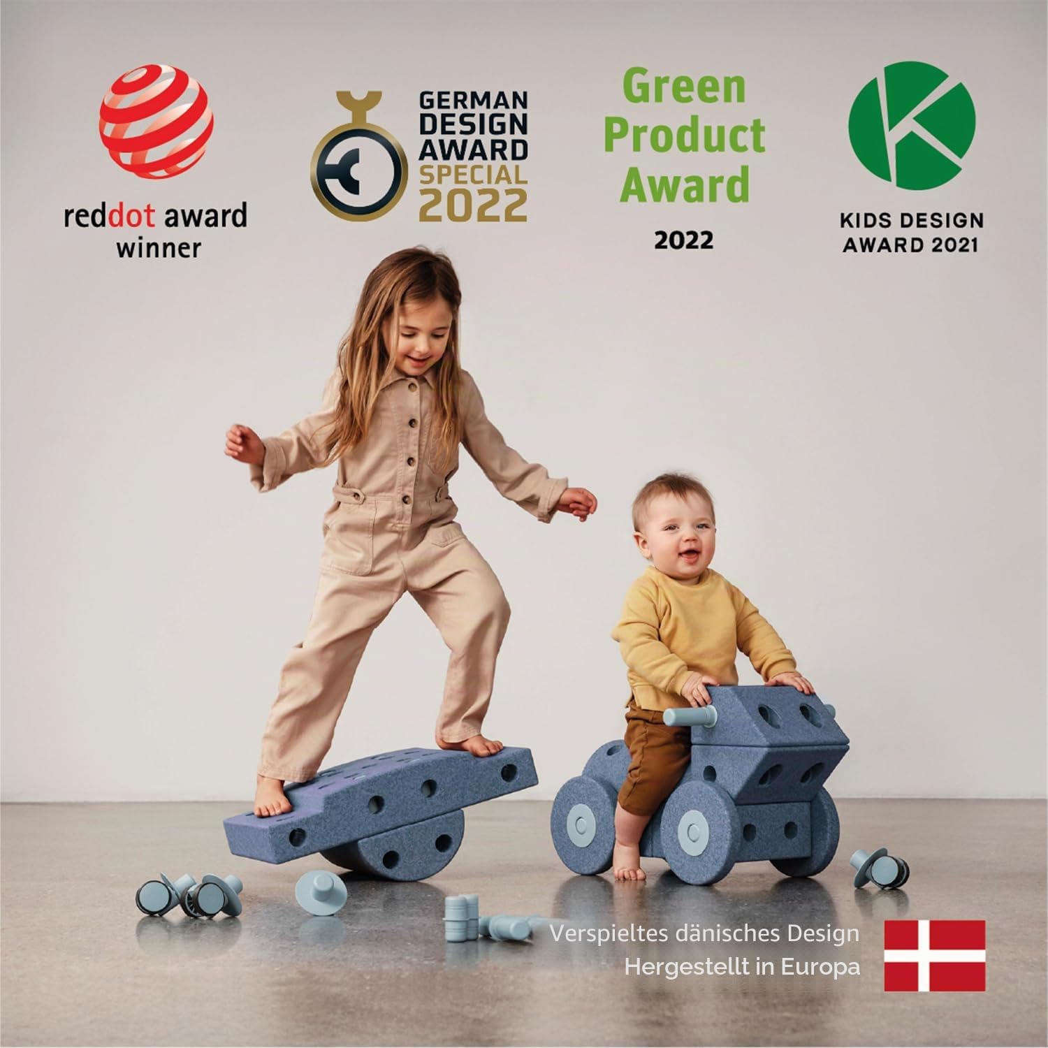 Modu. Modell 34 TLG. Baukasten Starter-Set Modu Playsystem Dreamer von 0-6 Jahren - Deep Blue/Sky Blue