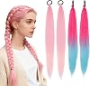 XdealCozyxc 4 Pcs Rainbow Ponytail Extension, 26 Inch Coloured Women Girls Hair Extensions for Braids