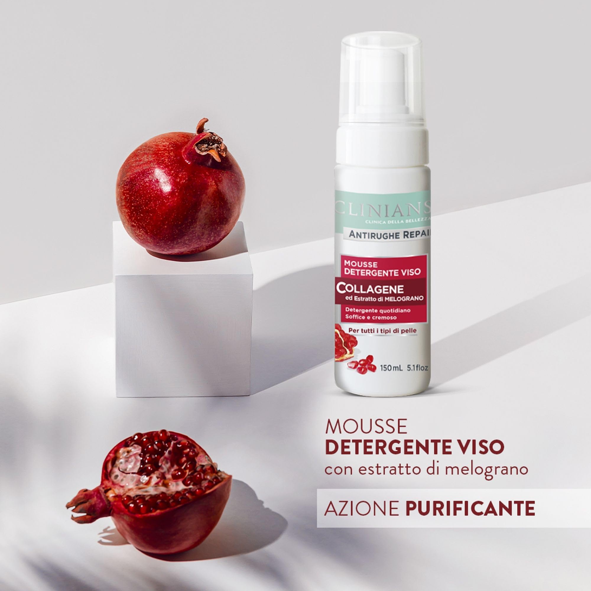 CLINIANS | Mousse Detergente Viso Antirughe Repair, Dermatologicamente Testato, Formula Delicata, Made in Italy, 150 ml