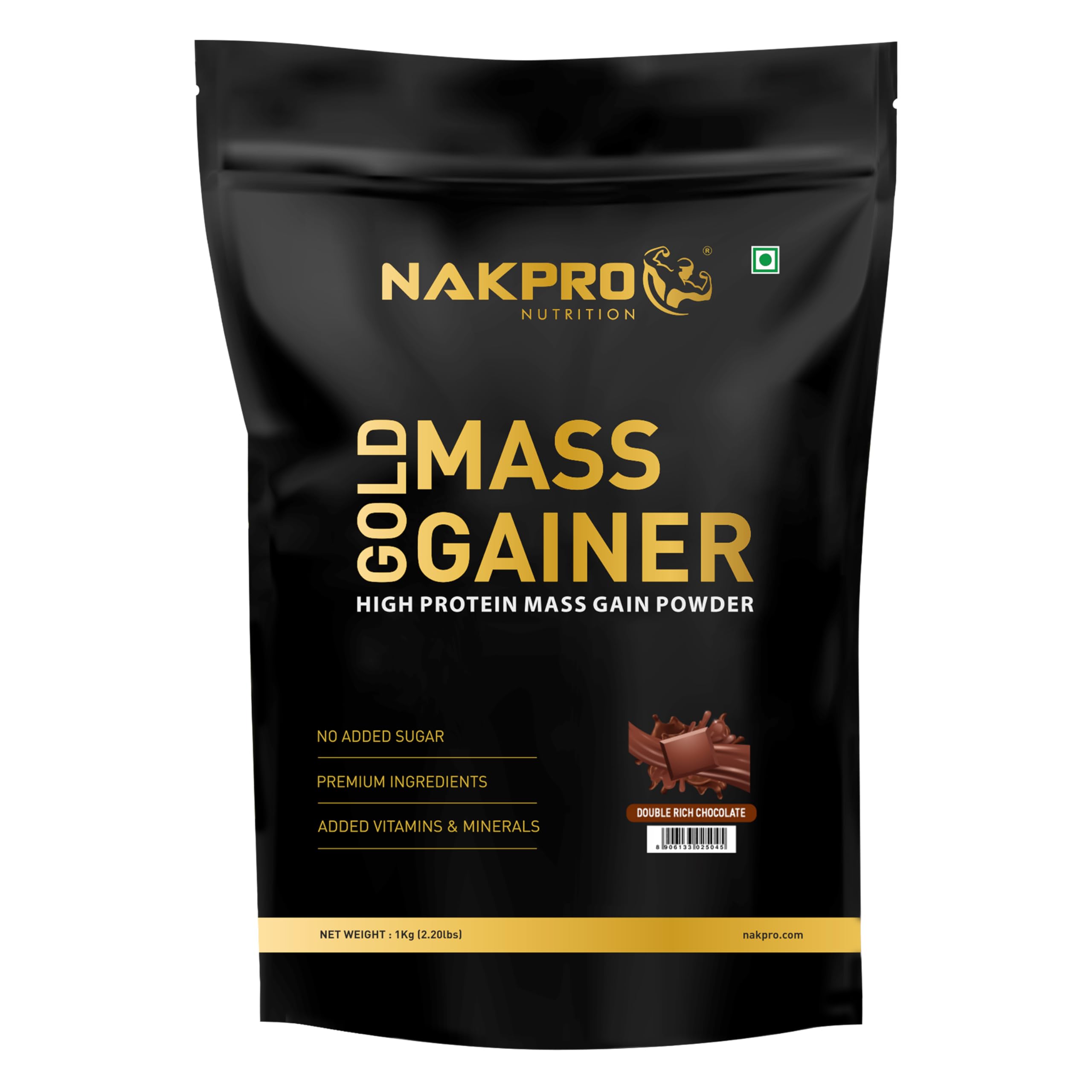Nakpro Gold Mass Gainer Powder 1 Kg, Double Rich Chocolate| Lean Muscle Whey Protein Mass Gainer | 21g Protein, 68g Carb, 372 Calories Per Scoop for Muscle Support & Muscle Mass Gain-image-11