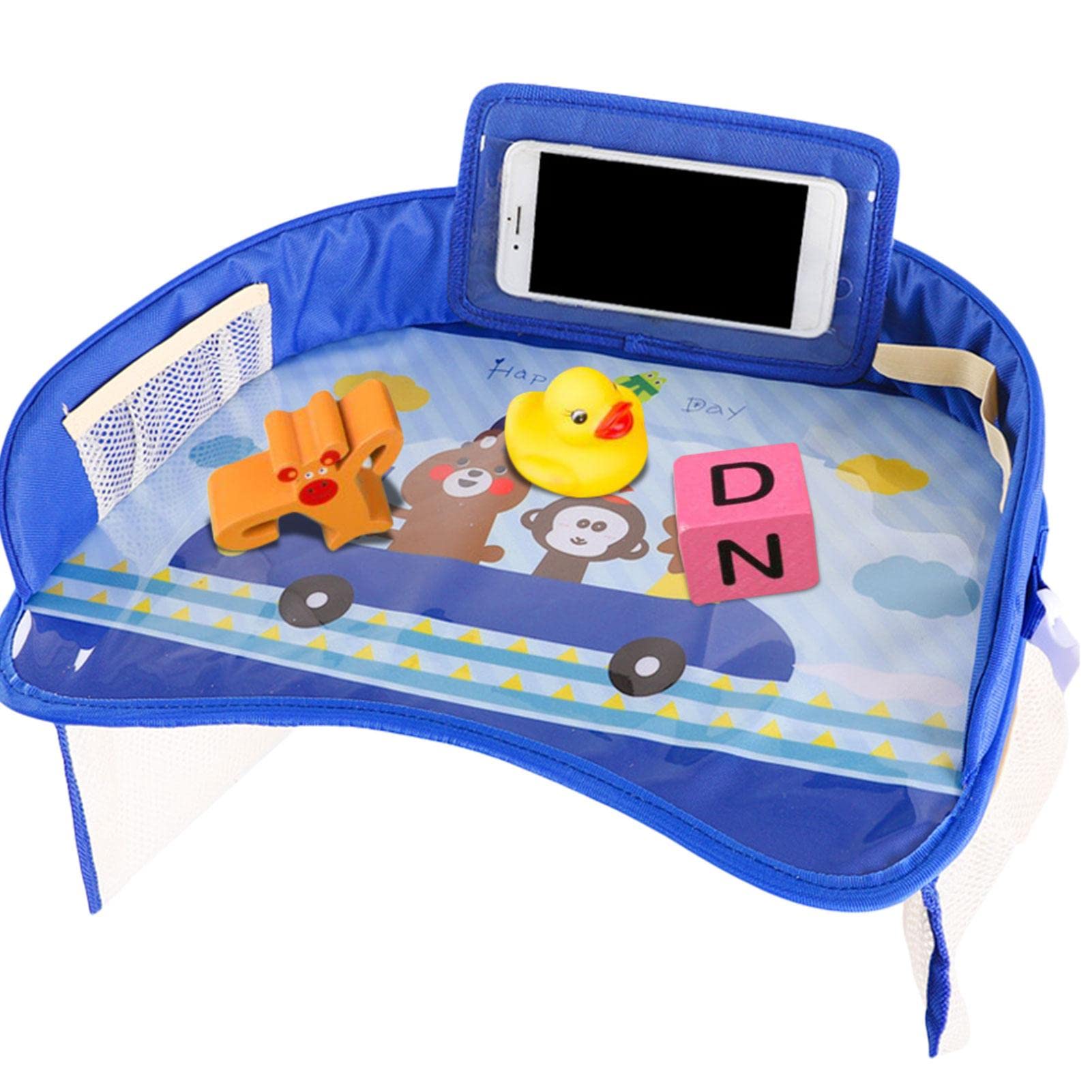 Kinder Reisetisch Knietablett Wasserdichter Auto-Reisetablett mit Netztaschen, Roadtrip-Tablett Kinder Snack und Spiel-Aktivitätstablett Auto-/Kinderwagen-/Flugzeug-/Sitzerhöhung 42x32x8cm