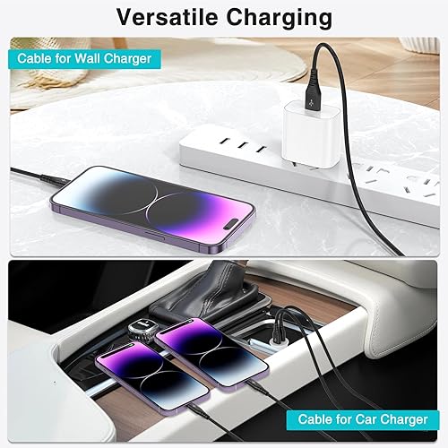 Cabepow - Cargador para iPhone de 6 pies / 1.82 m. (paquete de 3), cable Lightning de 6 pies / 1.82 metros, cable de alimentación de 6 pies / 1.82