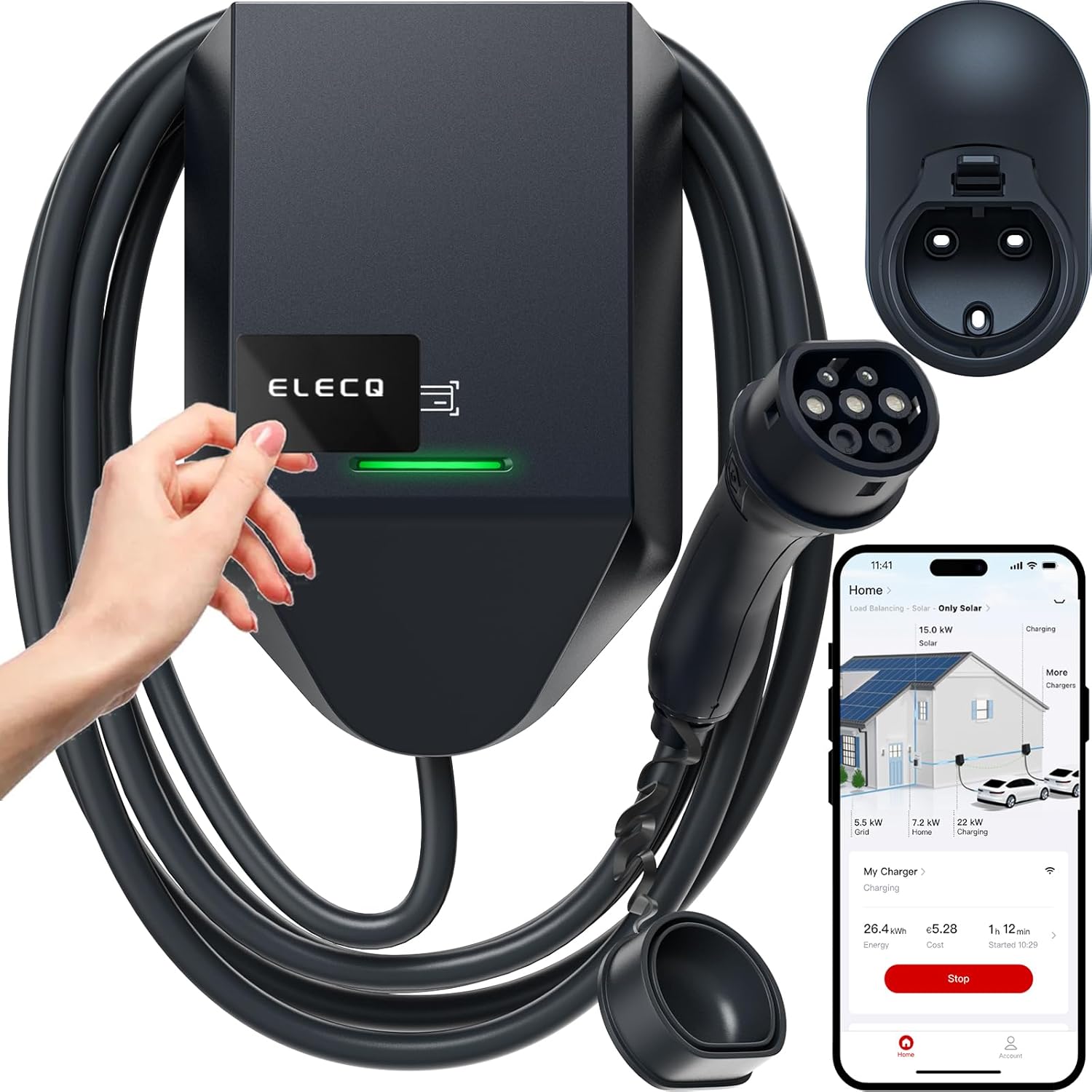 Estación de carga para wallbox 7kw tipo 2 monofásico app | Gestión de carga inteligente con liberación dinámica y recarga fotovoltaica | OCPP WiFi RFID | 32A 1.4KW-7.4KW ajustable | Cable Estación de carga para wallbox 7kw tipo 2 monofásico app | Gestión de carga inteligente con liberación dinámica y recarga fotovoltaica | OCPP WiFi RFID | 32A 1.4KW-7.4KW ajustable | Cable