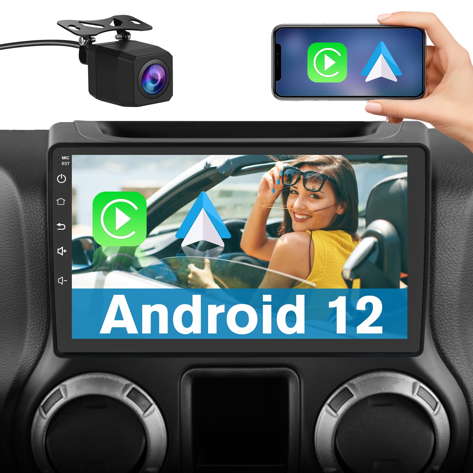 8+128G Car Radio Stereo GPS Navigation for Jeep Wrangler JK Compass Grand Cherokee Dodge Ram