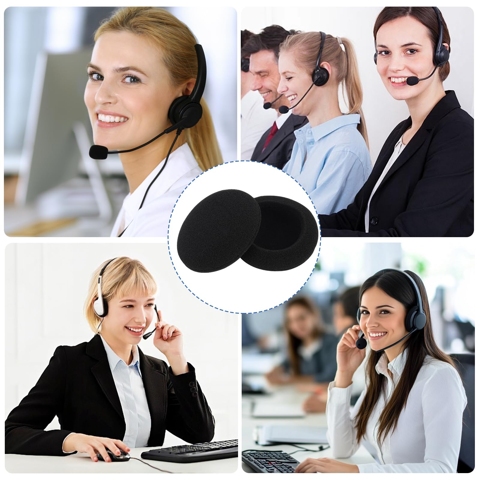 6 Cuscinetti Auricolari Di Ricambio Per Sennheiser – Schiuma Traspirante Da 50 Mm Per PC 2/3/5/7/8 Chat