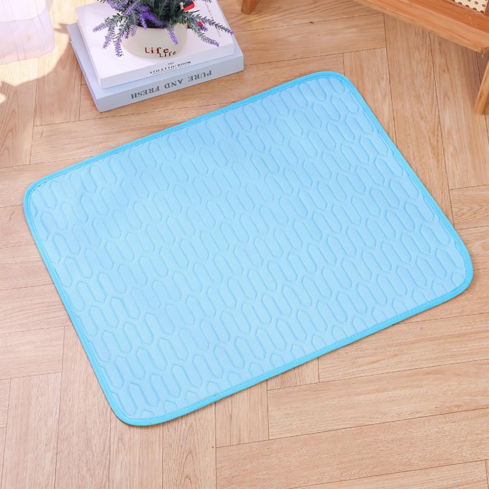 Cooling Dog Mat - 2026 New Soft Large Cool Pad, Non-Slip Mesh Bottom, Self Ice-Silk Polyester, Waterproof, Easy Clean, for Dog Crate, Car, Outdoor (Sky blue,XL-100 * 70cm)