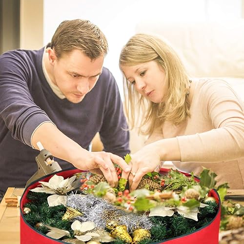 Miniatura 6 de Primode Bolsa de almacenamiento de corona de 30 pulgadas, contenedor de coronas con asas, material de poliéster Oxford 600D duradero, soporte de