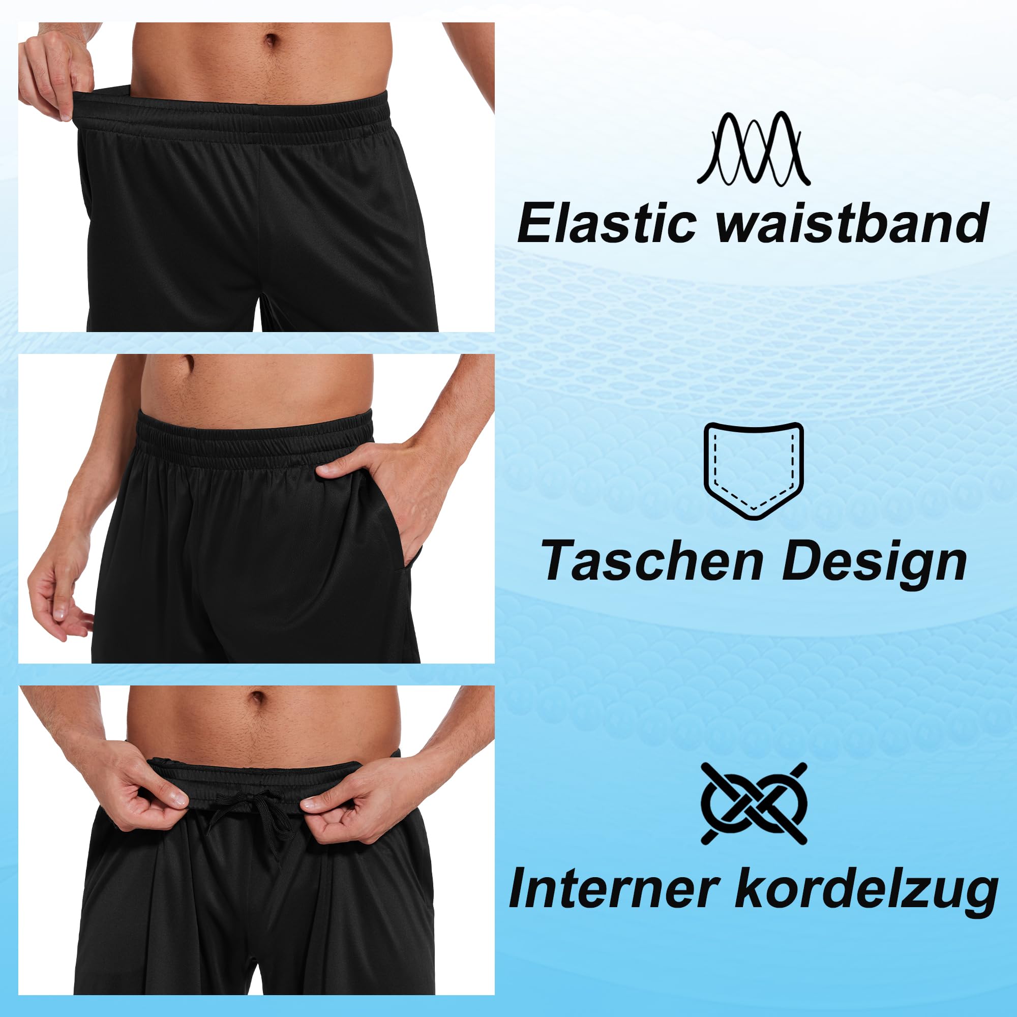 AMIYOYO Męskie spodnie sportowe, krótkie, letnie, szybkoschnące, lekkie, treningowe, do biegania, na siłownię, z kieszeniami