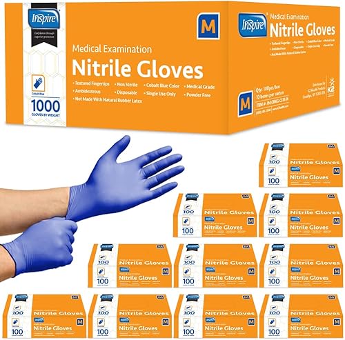Miniatura 9 de Inspire Guantes de examen de nitrilo  The Original Quality Stretch Nitrile Cobalt Blue  4.5 guantes desechables sin látex médico EMT