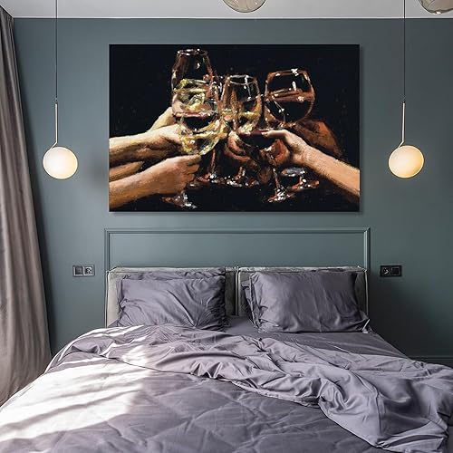 Miniatura 8 de Copas de vino, copas de vino, copas, celebración de alegría, pintura al óleo vintage en paredes de bar (1) lienzo impresiones artísticas de pared