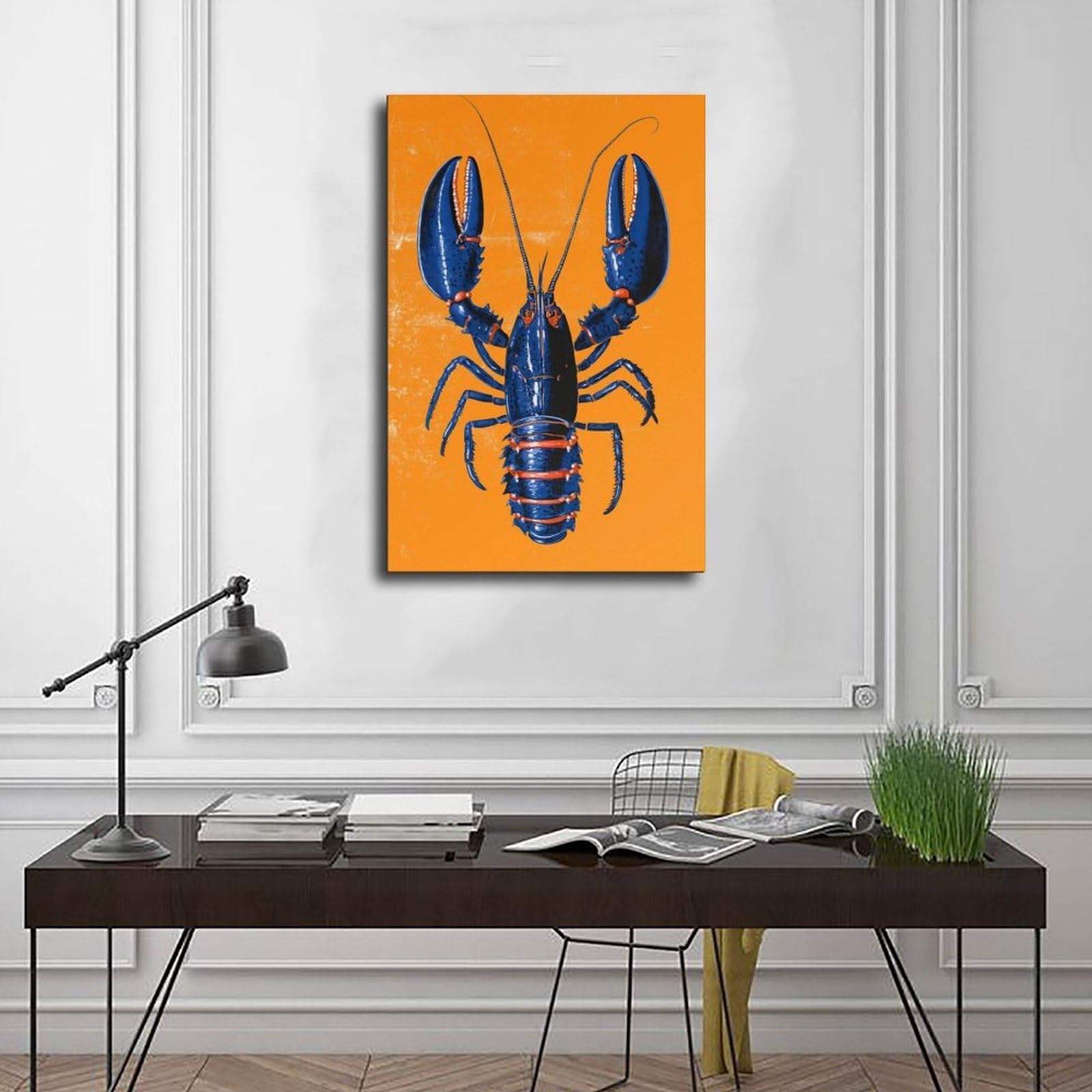 OAHFDF Stampa artistica da parete su tela con aragosta blu, per soggiorno, camera da letto, 60 x 90 cm