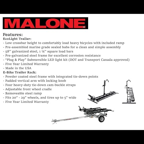 Vista 32 de Malone MPG586XV EcoLight 2 - Remolque de kayak con 2 portadores de kayak en V Capacidad de 14 pies/400 libras Totalmente sumergible