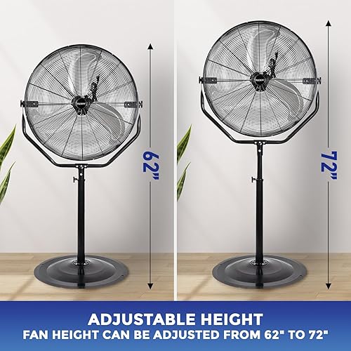 Miniatura 3 de Plexon Ventilador de pedesal de alta velocidad de 30 pulgadas, ventilador de pie industrial resistente, metal comercial para exteriores, para