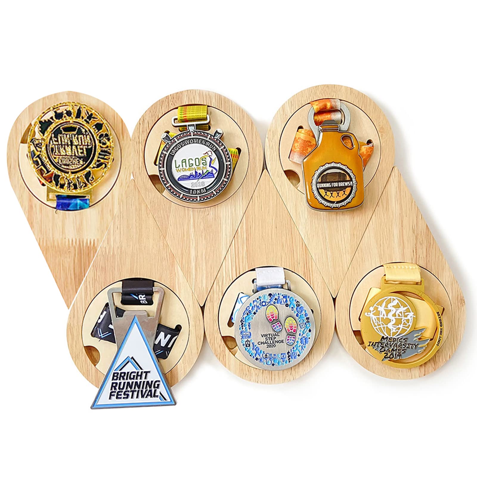 Buy HUAJIN Water drop shape Medal Display Frame,Wooden Medal Display