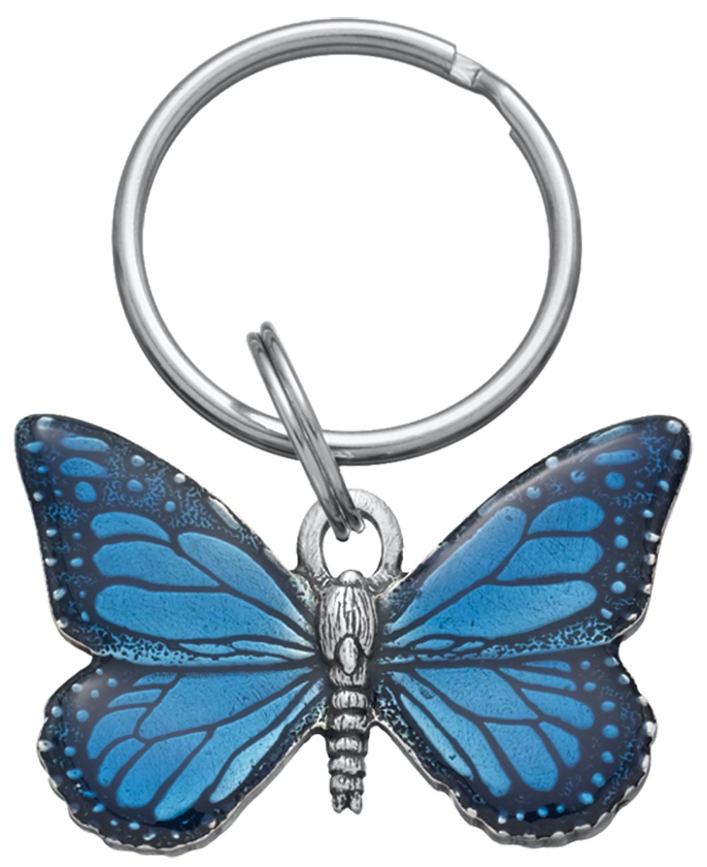 DANFORTH - Butterfly Keyring (Blue) - Pewter - Key Fob - 2 3/4 Inches - Handcrafted - Made in USA
