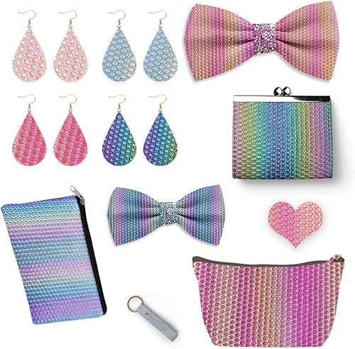 Miniatura 6 de HYANG - Hojas holográficas de piel sintética de elipse iridiscente en relieve, color rosa oscuro, 1 rollo de 12 x 53 pulgadas, piel sintética