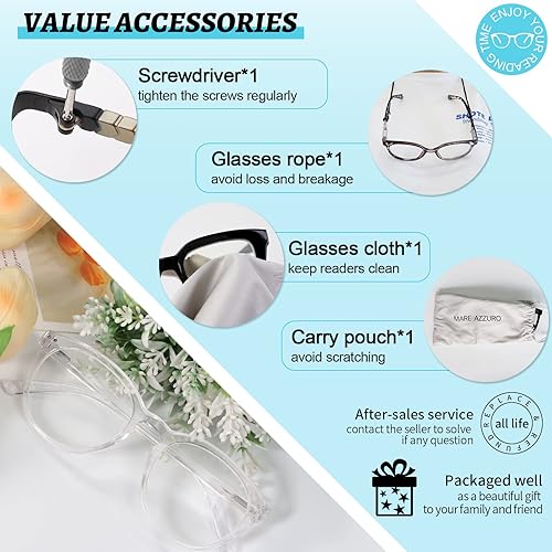 Miniatura 97 de MARE AZZURO Womens Reading Glasses Round Readers Female 0 1.0 1.25 1.5 1.75 2.0 2.25 2.5 2.75 3.0 3.5 4.0 5.0 6.0 (Red 250)