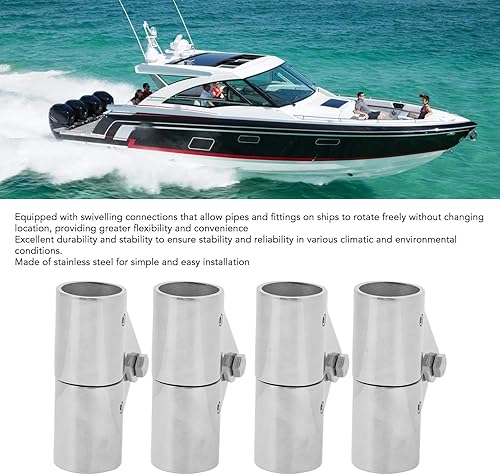 Miniatura 3 de Conector de montaje de pasamanos de tubo de barco, conector de tubo de tubo de barco, 4 piezas, acero inoxidable estable para yates inflables