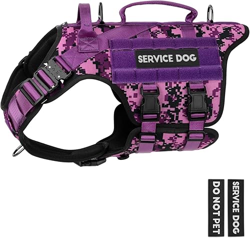 PETNANNY Arnés táctico para perros, chaleco de servicio para perros de razas grandes, panel de gancho y bucle para parches para perros de servicio,