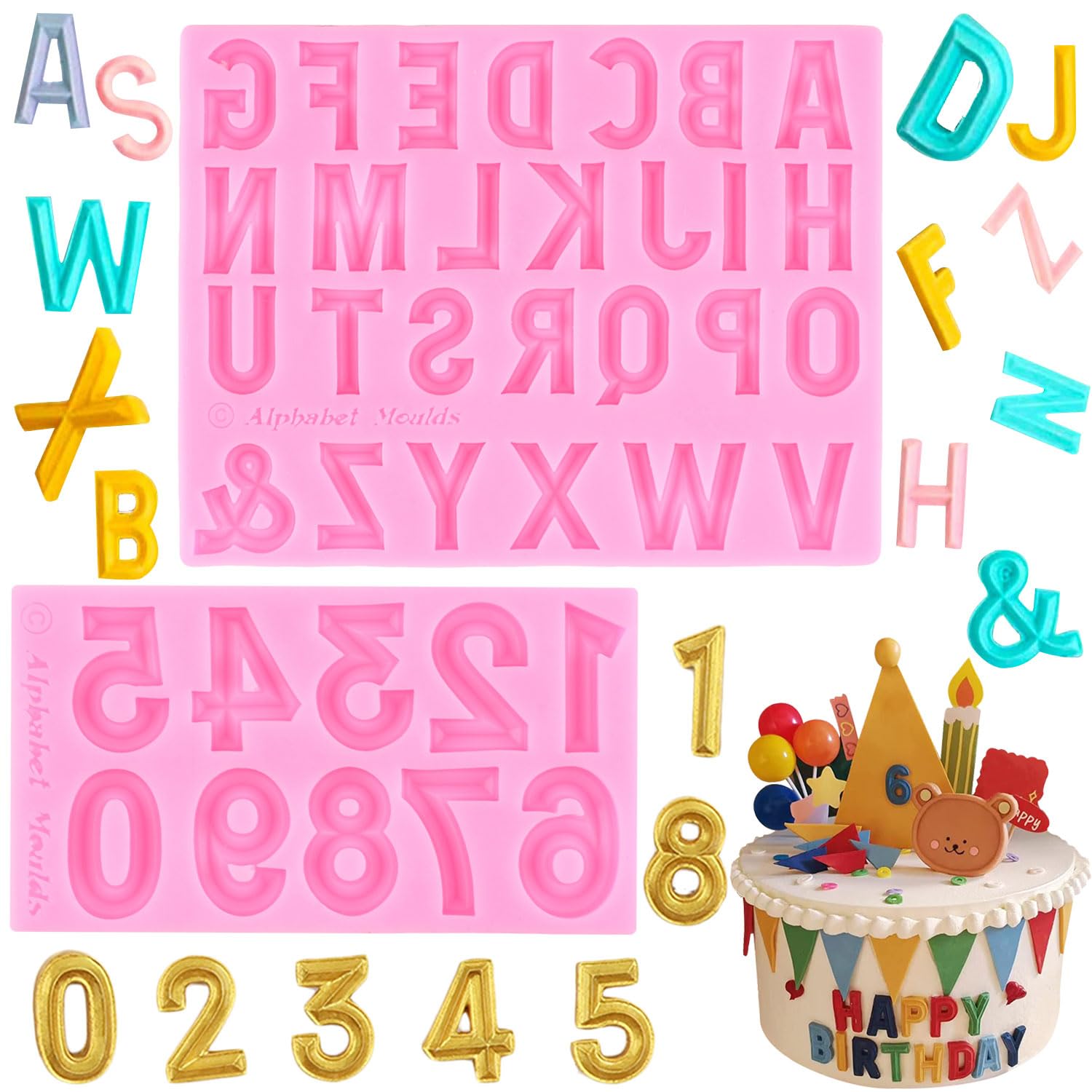 Silikonformen Set 'Happy Birthday' – 6-teiliges Alphabet Für Fondant, Schokolade & Deko, Hitzebeständig Bis 230°C