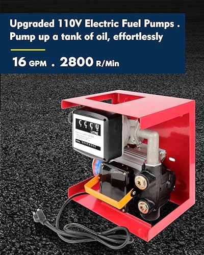 Miniatura 6 de Bomba de transferencia eléctrica autocebante de 110 V CA 550 W para bomba diésel de queroseno FAHKNS, con medidor manguera dispensadora de