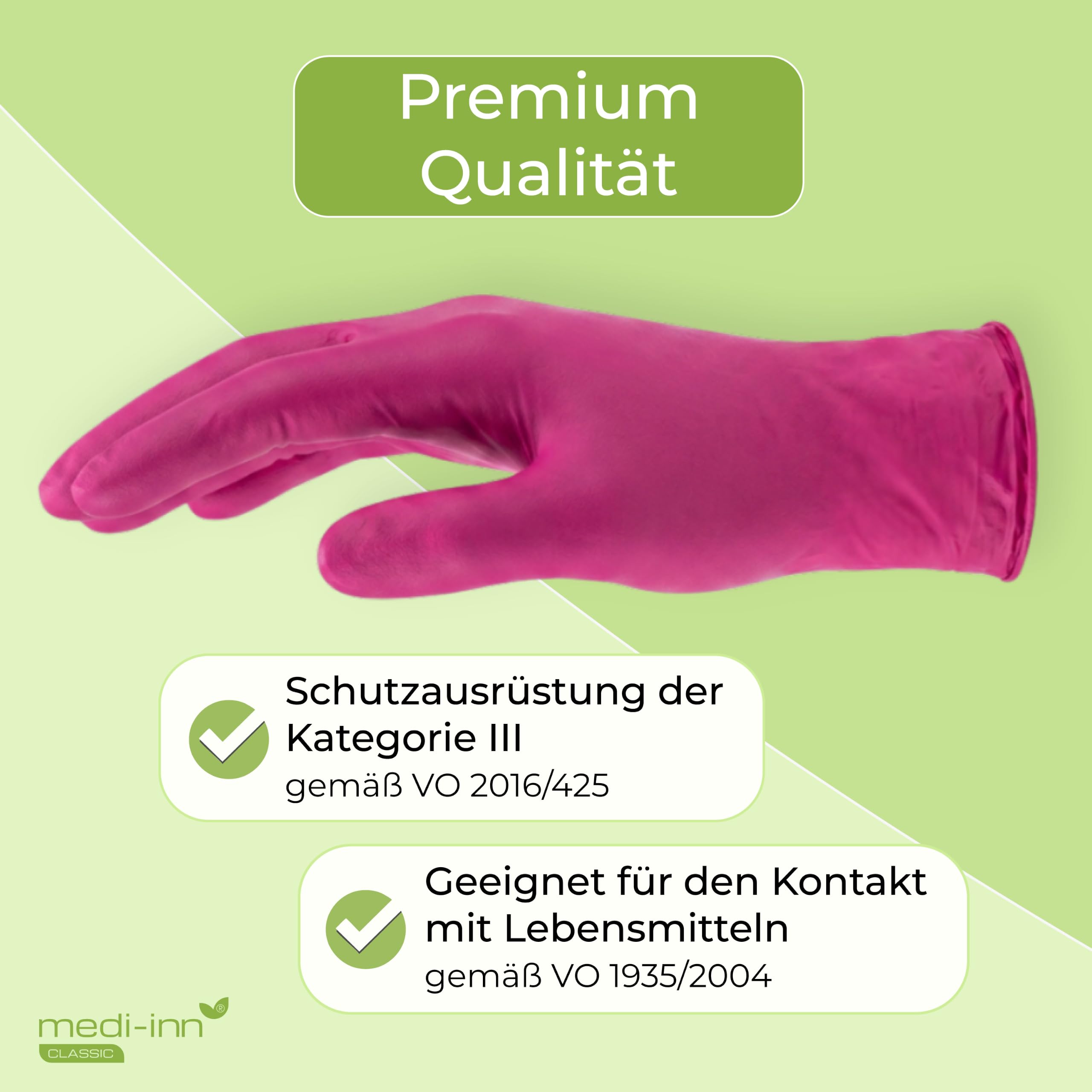 Medi-Inn+ Nitril Magenta Einmalhandschuhe puderfrei (M, 10 x 100 = 1000 Stück)