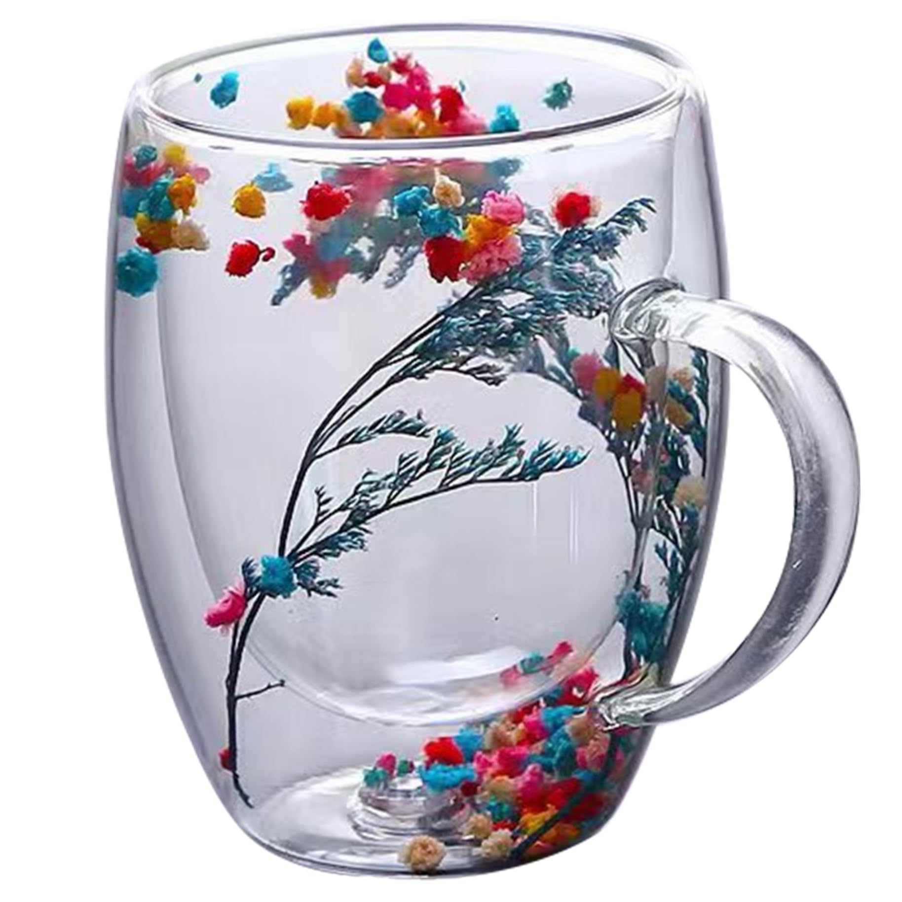 Tasses café fleurs séchées en verre double paroi pour vos matins cocooning