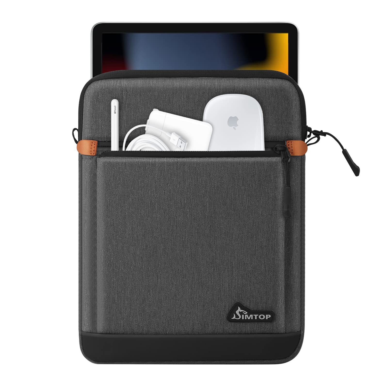 SIMTOP Etui pour Tablette 12,9 Pouces, Sac de Travail pour Homme Compatible avec iPad Pro 12,9 M2 2023-2018, Sac à bandoulière pour Homme en Polyester,Gris Foncé