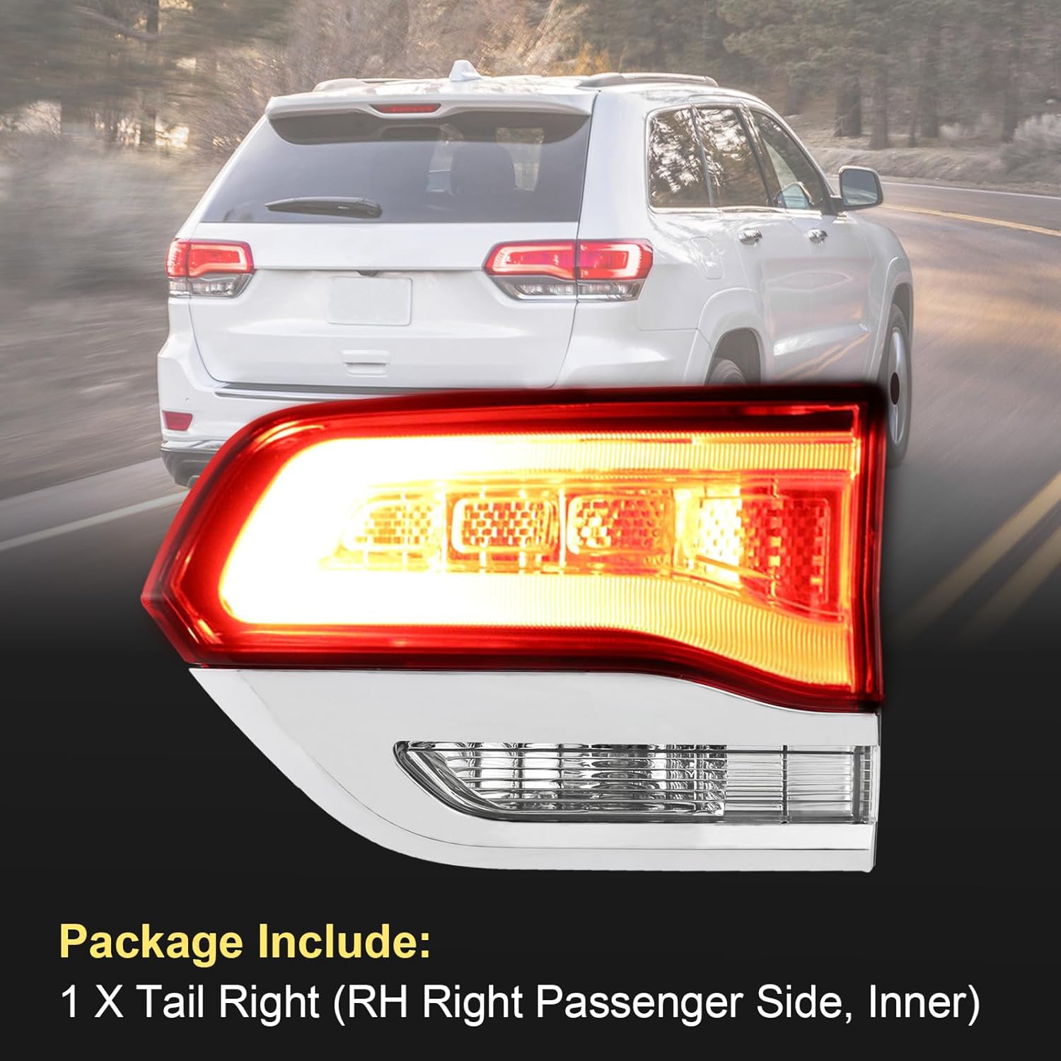 Tail Light Compatible with Jee-p Grand Cherokee 2014-2021, RH Right Passenger Side Inner Taillight Replace 68110046AB CH2803105