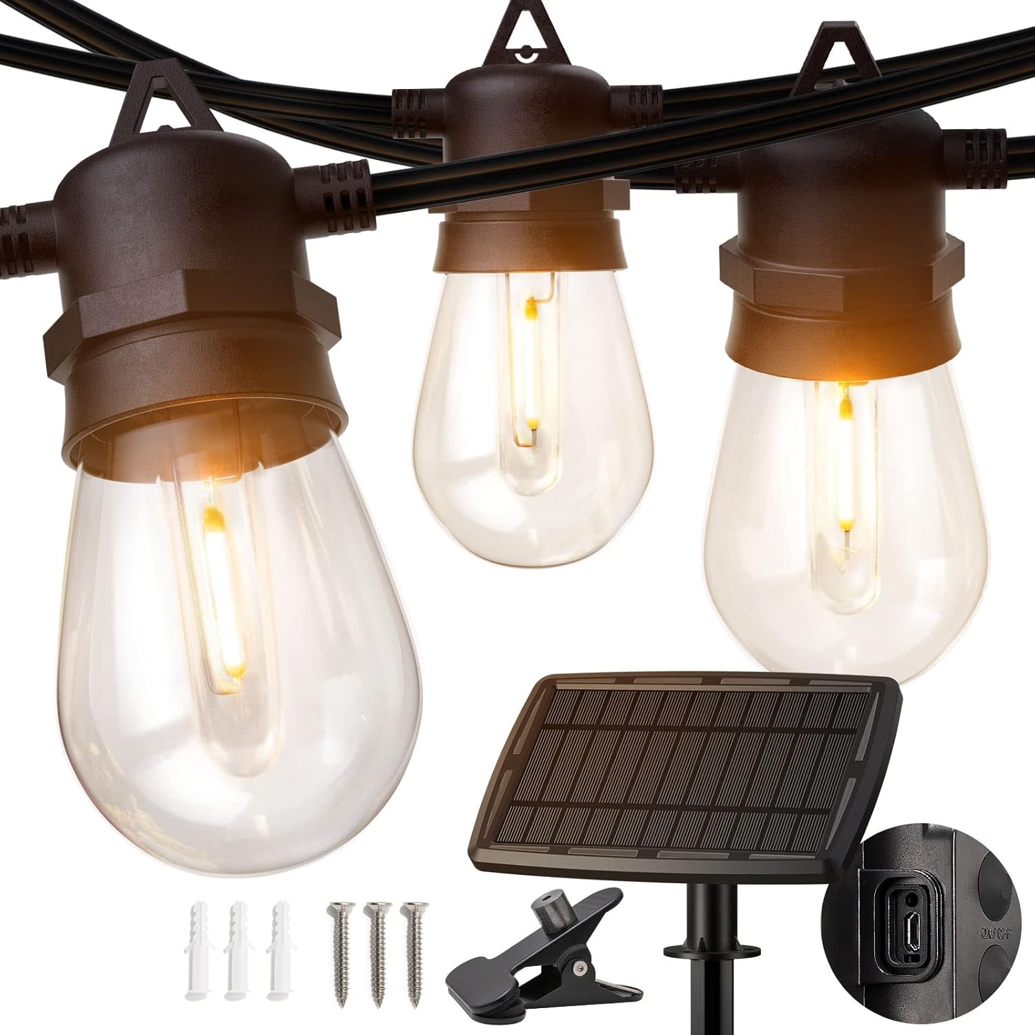 addlon 56FT Solar String Lights Outdoor Waterproof Patio