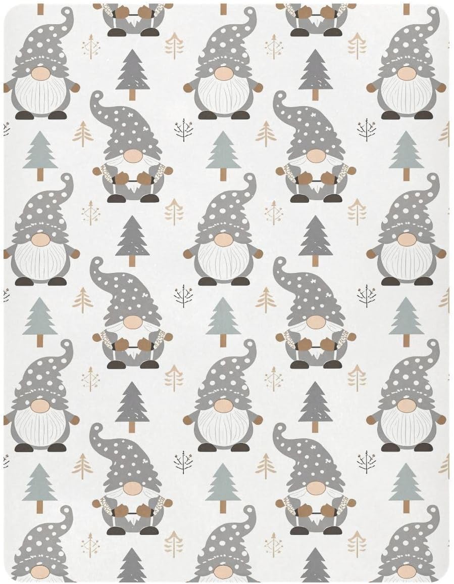 Gray Gnomes Baby Crib Sheets for Boys Girls Soft Breathable Baby Fitted Crib Sheet Modal Toddler Bed Sheet Unisex Mattresses, 52 x 28 Inch