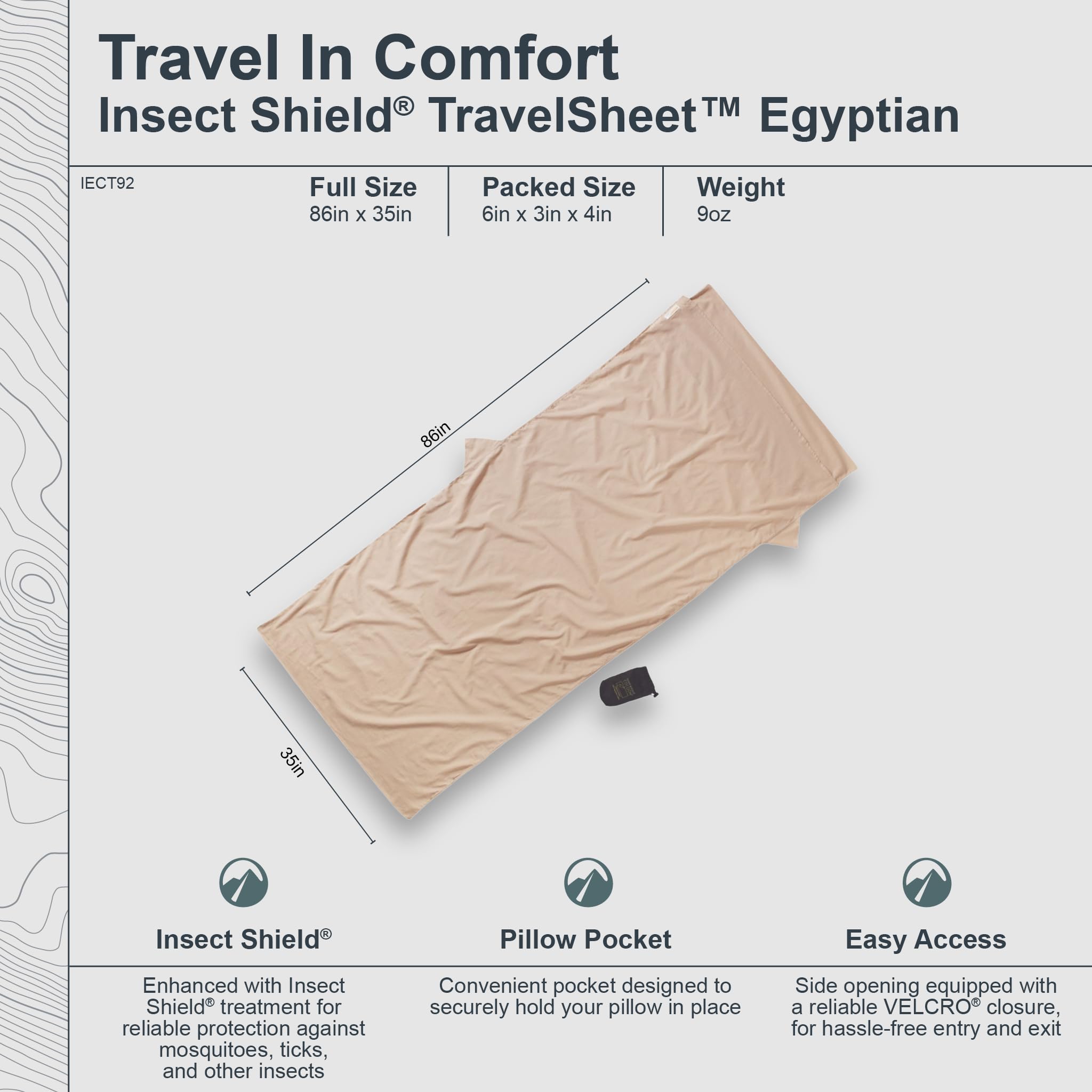 Cocoon TravelSheet Insect Shield Egyptian Cotton