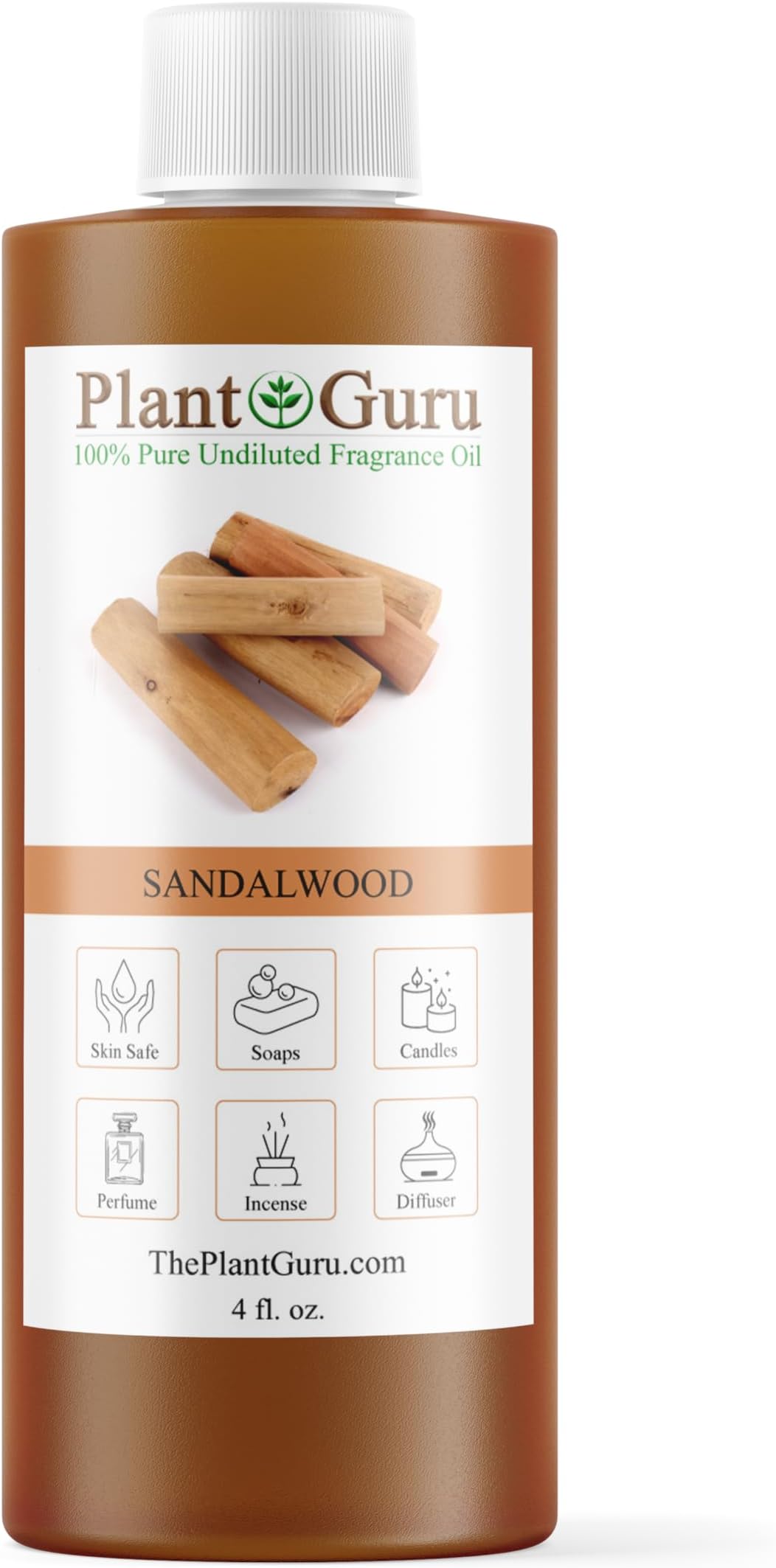 Sandalwood Mysore Fragrance Oil 4 fl. oz. Scented Oil for DIY Soap Making, Candles, Bath Bombs, Body Butters. Used in Aromatherapy Diffusers, Burners and Warmers. Great Addition to Lotions and Creams